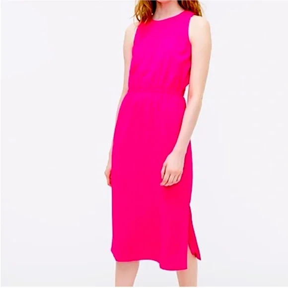 J crew neon pink button back midi dress size 6 - Picture 2 of 6
